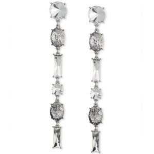 NWT  Silver-Tone Mixed Stone Linear Drop Earrings